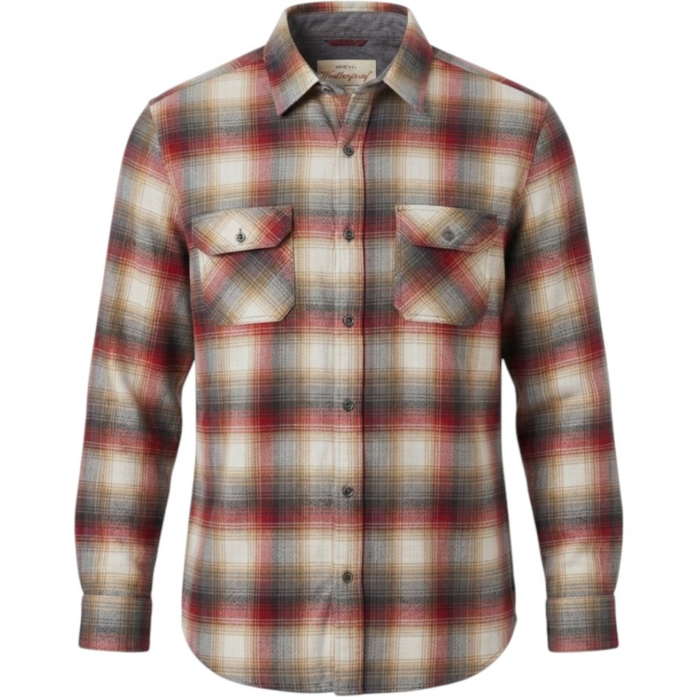 Weatherproof Vintage Mens XL Red Plaid Flannel Button Down Shirt Long Sleeve